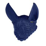 Supreme Silent Crochet Ear Net Bonnet, Silence and Fly Protection for Sensitive Horses, Peacoat Dark Blue, F