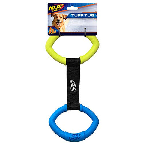 Large 2190 2-Ring Strap Tug - Blue/Green, Dog Toy by Nerf