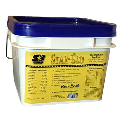 STAR GLO Ultimate Top Dress for Show Animals. Helps Optimize Growth and Condition. Multi-Species Formula Fortified with Vitamins, Minerals & Amino Acid Chelates. All-Natural. Made in USA. 10-lb Pail.