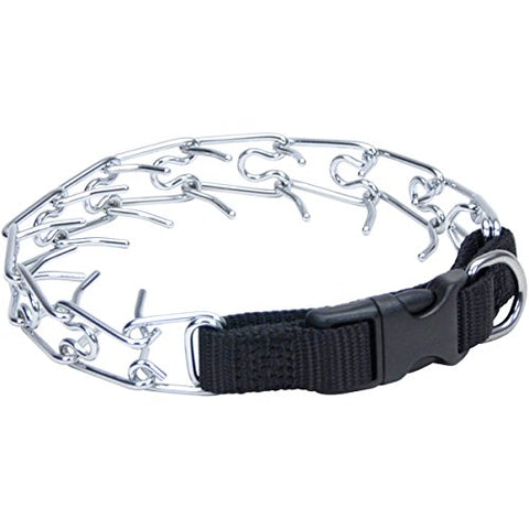 Coastal Pet Easy-On Chrome-Plated Dog Prong Training Collar with Buckle, 3.0 mm links, 18-Inches Girth