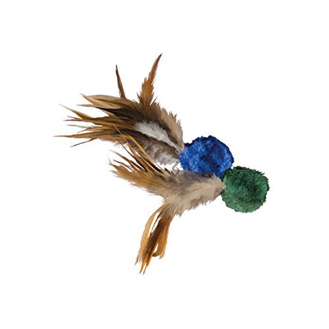 KONG Naturals Crinkle Ball with Feathers Cat Toy, Colors Vary, 2-Pack