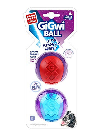 Gigwi Squeaker Ball Dog Toy Medium 2 Pack