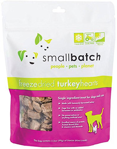 Small Batch Freeze Dried Natural Heart Treats, 3.5 Ounces (Turkey)