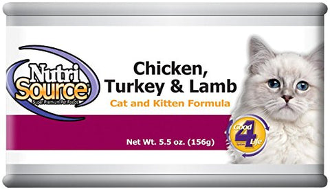 Nutri Source Cat & Kitten Turkey, Chicken, & Lamb Can 12 / 5 oz NUTRI SOURCE
