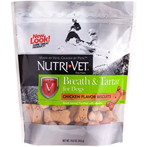 Nutri-Vet Breath And Tartar Chicken Flavored Biscuits, 19.5 Ounce Bag