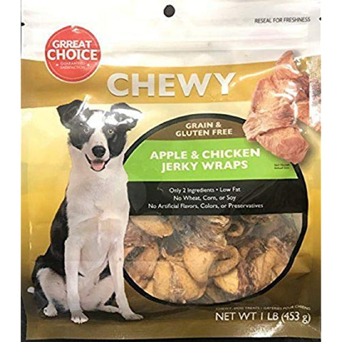 Grreat Choice Chewy Grain & Gluten Free & Apple & Chicken Jerky Wraps