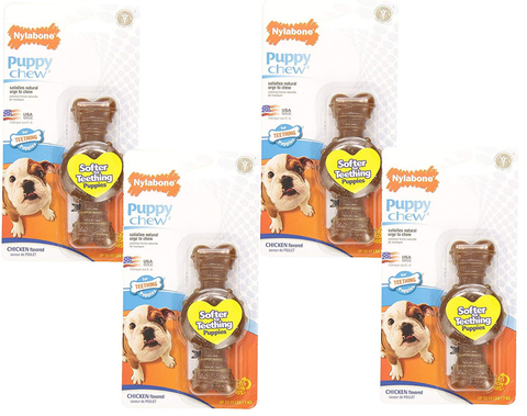 Nylabone Just for Puppies Chicken Flavored Teething Chew Ring Bone, Petite Size