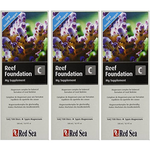 Red Sea Fish Pharm ARE22033 Reef Foundation Magnesium Supplement-C for Aquarium, 500ml (3 Pack - 16.9 Fluid Ounces)