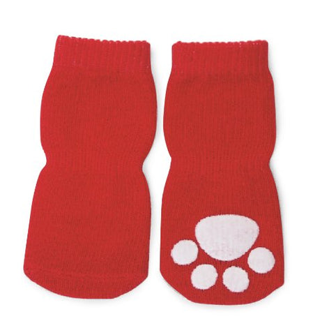 Fashion Pet Lookin Good Solid Slipper Socks for Dogs, Medium, Red