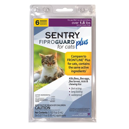 Sentry Fiproguard Plus for Cats Squeeze-On Over, 1.5-Pound Pack of 6