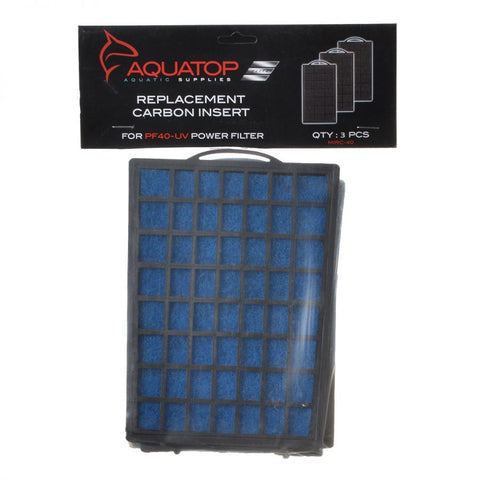 AquaTop PF40-UV Power Filter Replacement Carbon Insert, 3-Pack